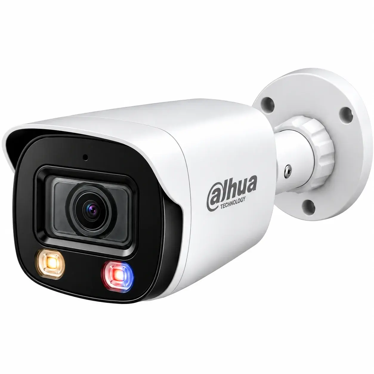 Dahua bullet camera with red and blue warning lights