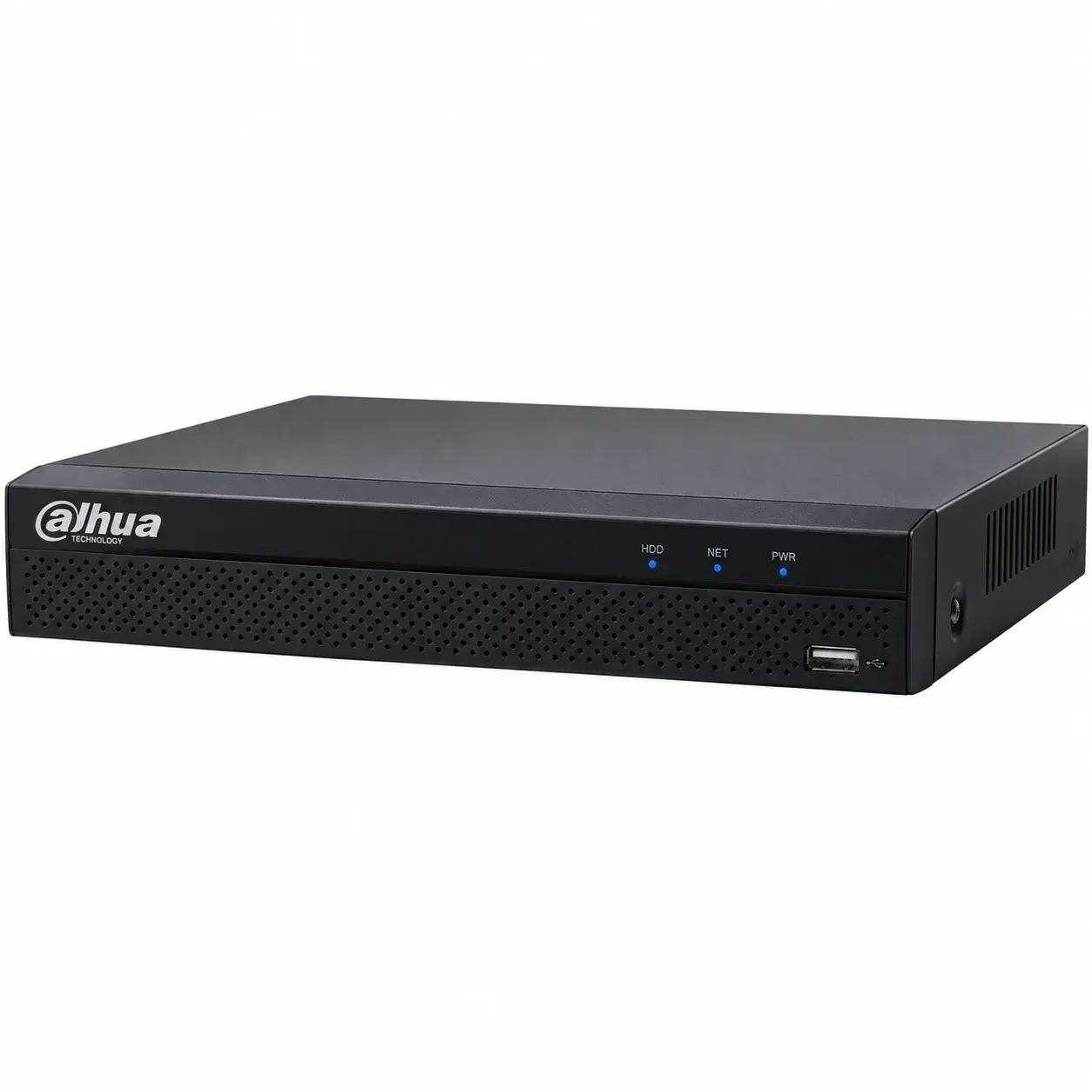 Compact Dahua video recorder with HDD, NET and PWR lights