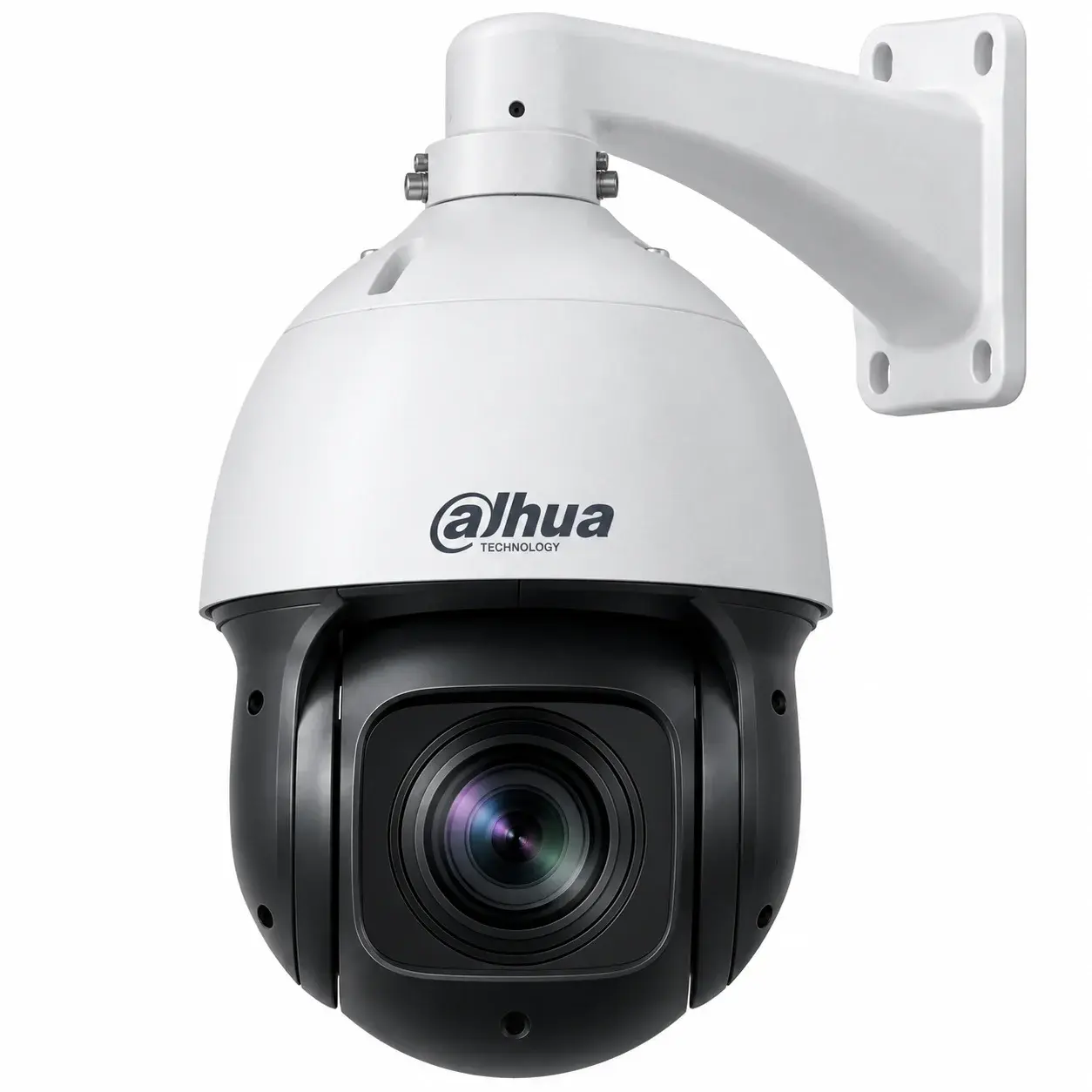 Dahua PTZ dome camera on a wall-mount bracket