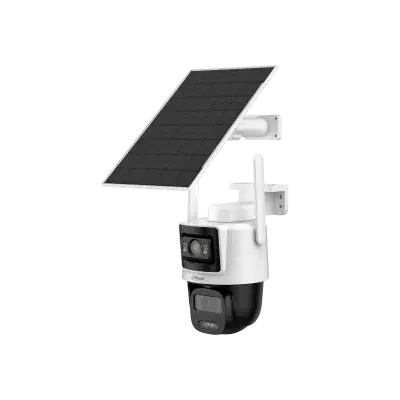 Dahua solar-powered dual-lens PTZ camera with solar panel